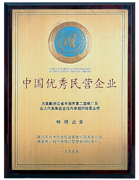 China's outstanding private enterprises by China Statistical Information & Consultancy Service Centre（1995)