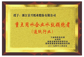 Awarded Jingxing Paper: The front runner of water efficiency enterprises (Paper industry) by Ministry of Industry and Information Technology; Ministry of Water Resources; National Development and Reform Commission and General Administration of Quality Supervision, Inspection and Quarantine of the People's Republic of China, 2017
